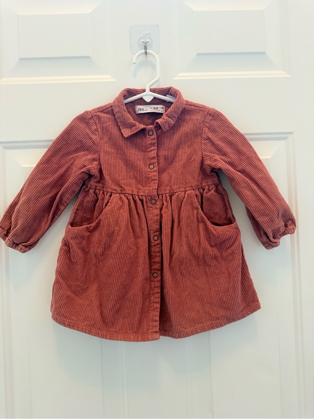 Zara Girls Rust Corduroy Button-Front Dress
